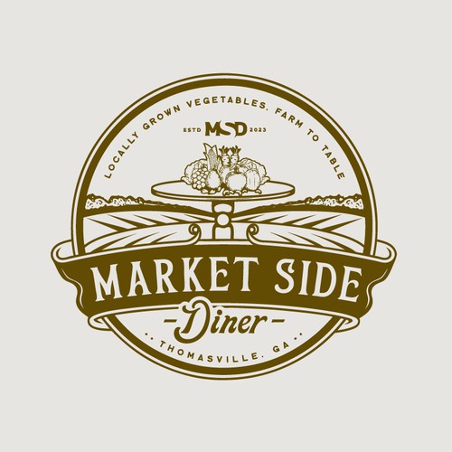 Vintage Farmers Market restaurant logo in South Georgia Design by honeyjar