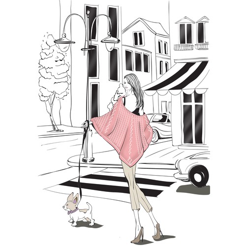 Series of mini "Ways to Wear" fashion illustrations for Women's Luxury Shawl Brand Design von Alina Ally