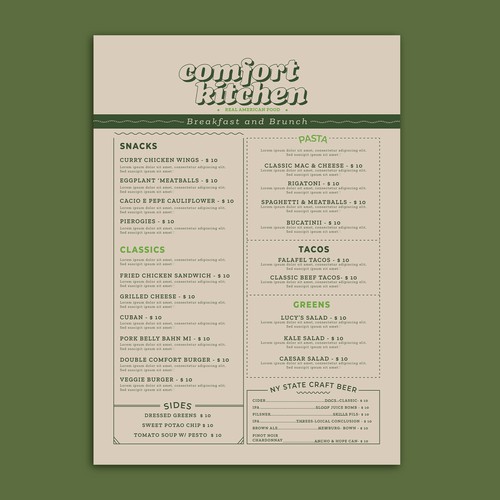 Design a cool new menu for a breakfast & lunch spot in Upstate NY Design by Etterisc