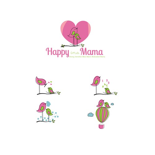 HAPPY ima MAMA - Show me your creativity! Love clever/unique lettering and fun logo with clean silhouette. Design by MEric06