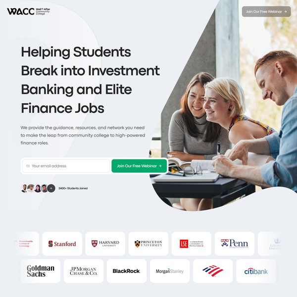 Landing Page Design for Financial Services Recruitment