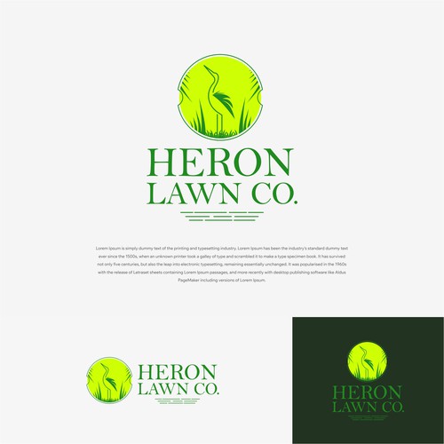 Modern Lawn Care Business with Heron Design by i-ali