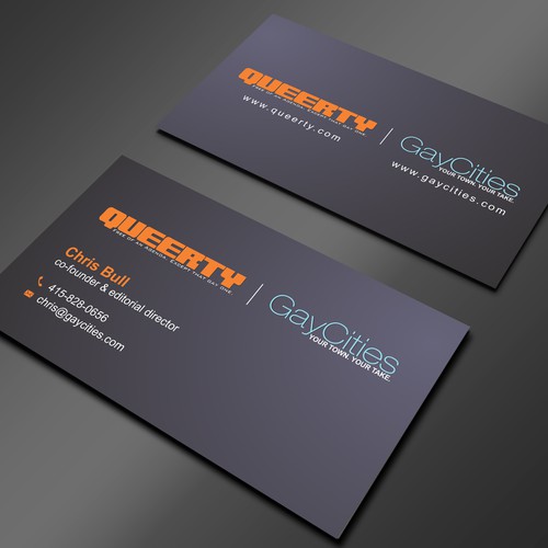 Create new business card design for GayCities, Inc., which runs Queerty.com and GayCities.com,  Ontwerp door rikiraH