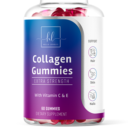 Hello Lovely needs a Collagen Gummies product label Design réalisé par ZAKIGRAPH ®