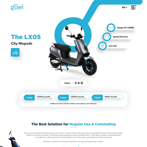 Diseño de Design brand new website for a long-term electric scooter rental start-up in Norway de -xxia-