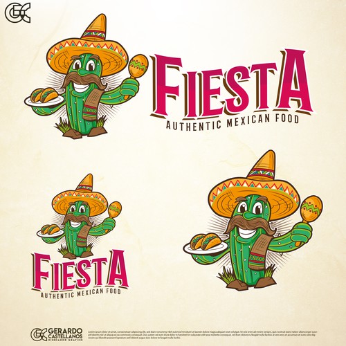 An authentic Mexican logo. Fiesta meaning festive style Design by Gerardo Castellanos