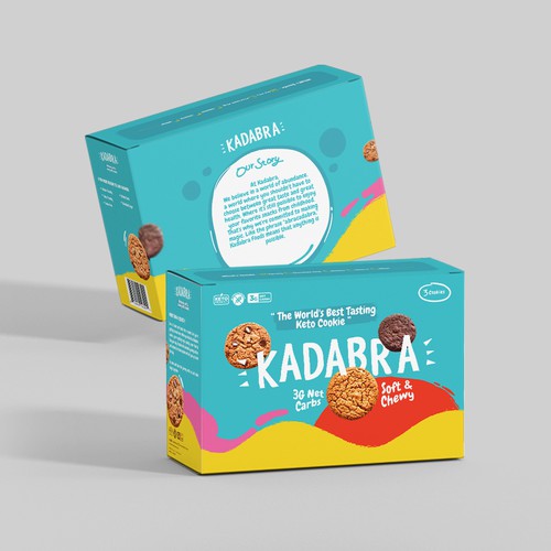 Box design for a fun and magical keto cookie brand Design by #hjp