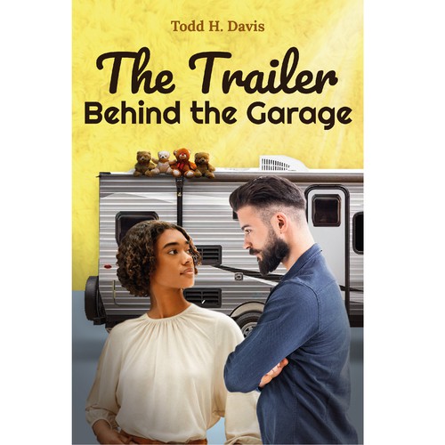 Young White man and Black female teenager in front of a travel trailer on book cover Design by Melissa Giron