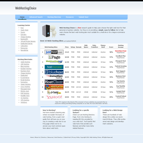 Redesign WebHostingChoice.com Design by Joe Comins
