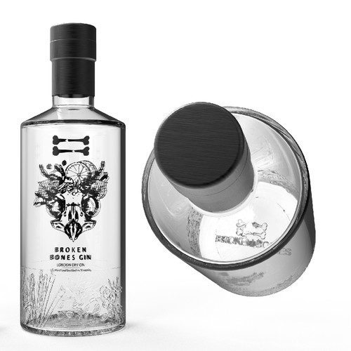 Broken Bones gin bottle Design by Iztok, Ivana (IZ+IV)