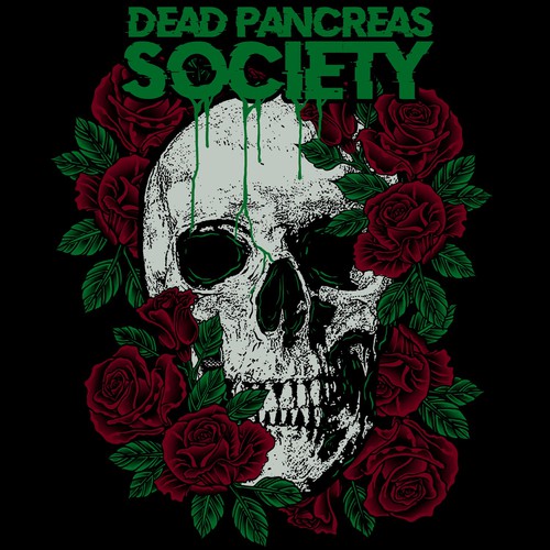 "Skull with flowers - Dead Pancreas Society" winning Signage