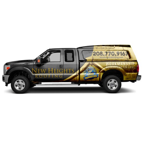 Create Bold And Professional Truck Wrap For High-End Roofing Company Design by ssrihayak