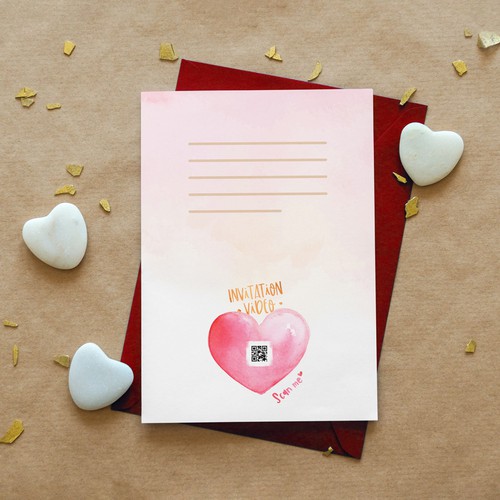 Hollow heart shaped design for a wedding invitation card Design by Mattecho