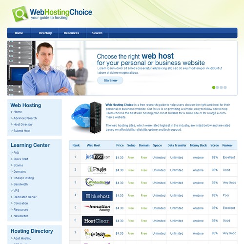 Redesign WebHostingChoice.com Design by Creative Chef
