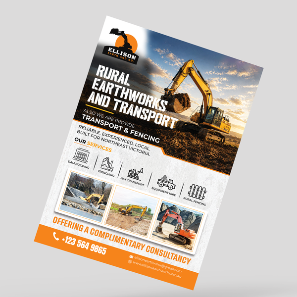 Rural Earthworks & Transport Flyer Design | Ellison Earth & Ag