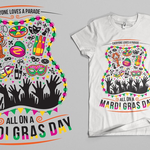 Festive Mardi Gras shirt for New Orleans based apparel company Diseño de revoule