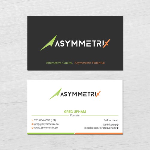Design a cool, edgey but sophisticated business card for an alternative investment firm. Design von prosenjit_P