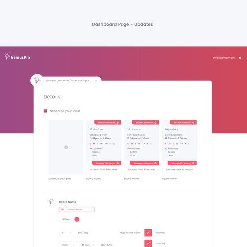 Design an elegant dashboard for a Pinterest social media tool | Web ...
