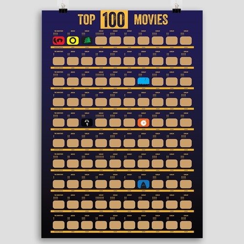 Scratch off Poster - Top 100 Movies Scratch off Poster Réalisé par Andreart Q