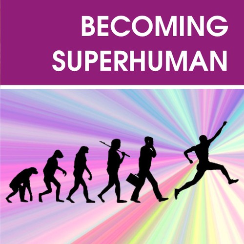 "Becoming Superhuman" Book Cover Diseño de Bakercake