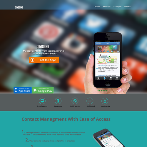 landing page for iphone App | Landing page design contest