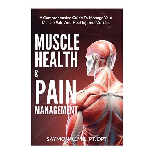 Book cover with a drawing images of the human anatomy combining muscles and bone structure. Design by DezignManiac