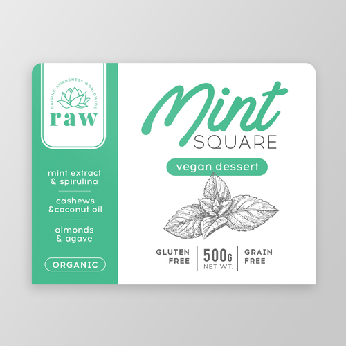 Vegan dessert product label Design by O!shine-design