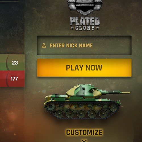 Design a main page for a mean tanks artillery mobile game Design by shamfeen