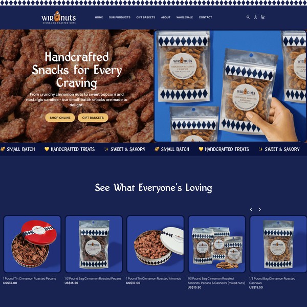 Square website for online shop WirNuts