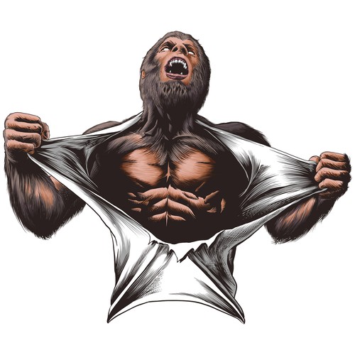 Werewolf design for a bodybuilding brand. Design by smmrwrd