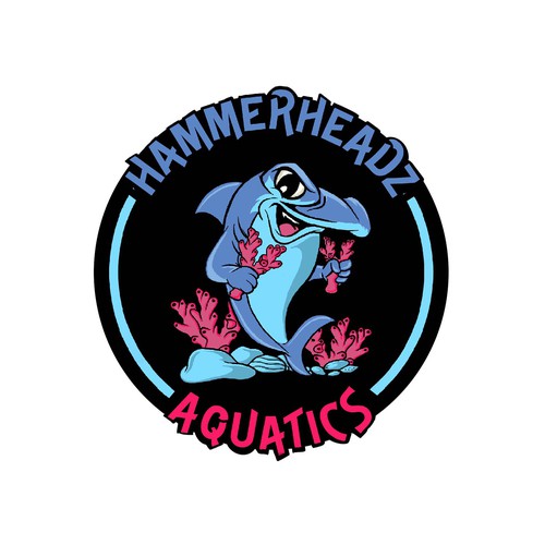 Hammerhead Shark Logo for Custom Salt Water Aquariums and Ocean Coral Farm Company Réalisé par gntkart