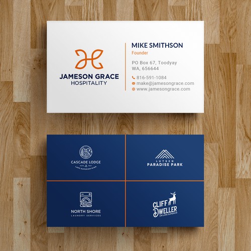 Create a modern and clean business card for a parent company with 4 subsidiaries Design by Roni_