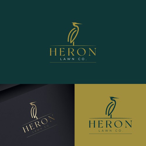 Modern Lawn Care Business with Heron Design by Rocket_Racoon