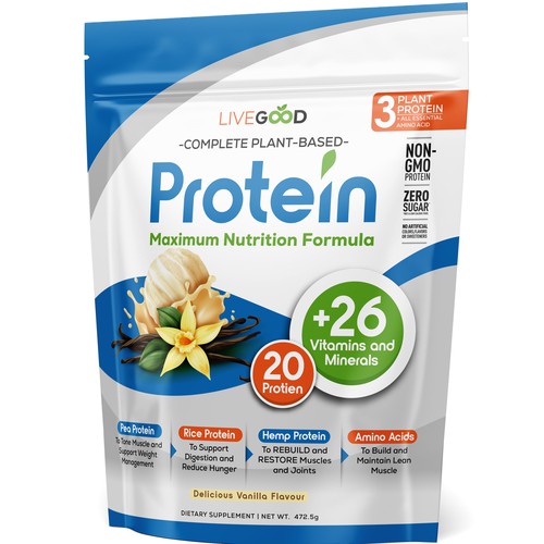 ***GUARANTEED PRIZE*** - LABEL DESIGN for Protein Powder -*****NEW***** Design by JOHN's_AlphaCreation