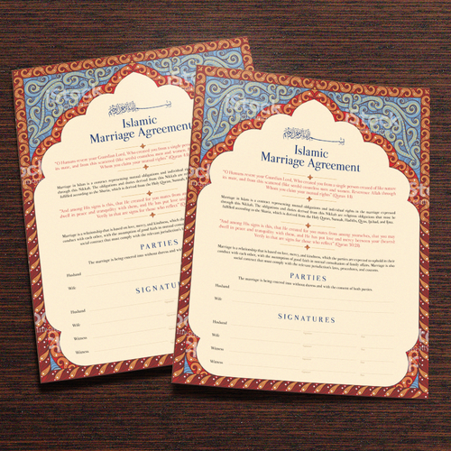 Design A Beautiful Islamic Marriage Agreement Document Template Design by dizas