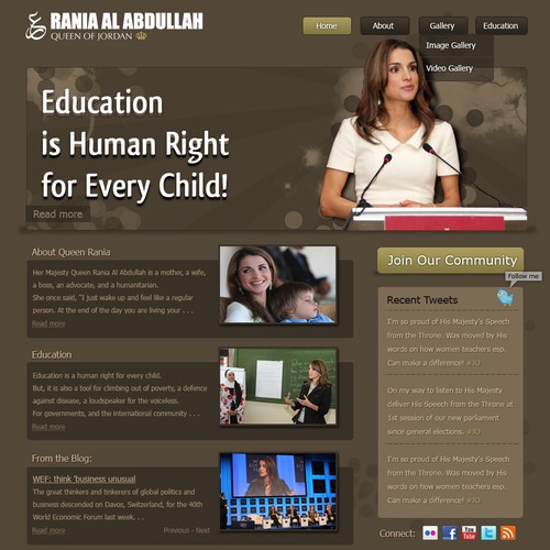 Queen Rania's official website – Queen of Jordan Design por Talal Masood