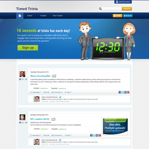 Create The Next Website Design For Timed Trivia Web Page Design Contest 99designs