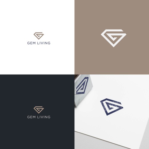 Geometrical, minimalist, modern brand design for Gem Living Design by FAVEO®