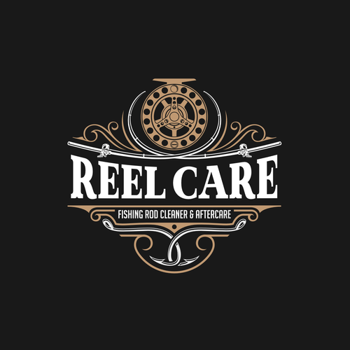 Fishing reel themed logo  a line of fishing rod/reel cleaners and