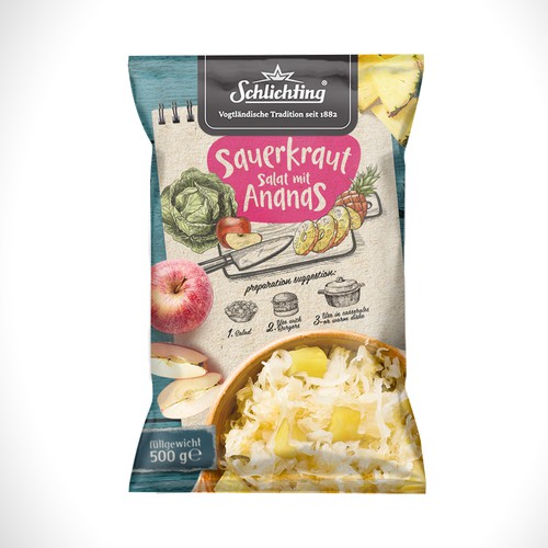 Stayin alife - Refresh an old fashion package for Salad with Sauerkraut, Pineapple and Apple Design von Jdodo