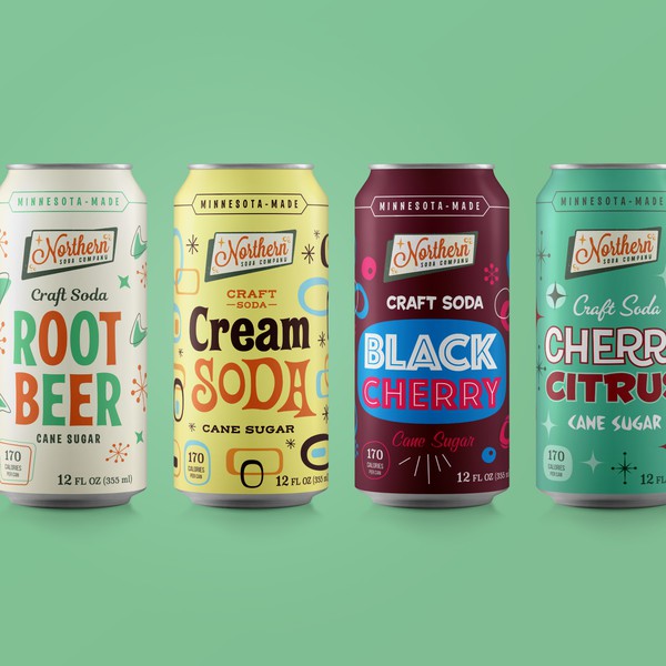 Retro soda can labels