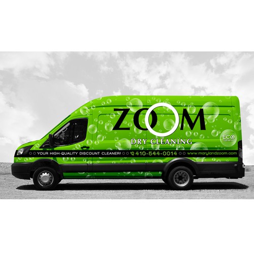 Zoom Dry Cleaning van wrap for eco-friendly one-price cleaner Design by ArunManuel