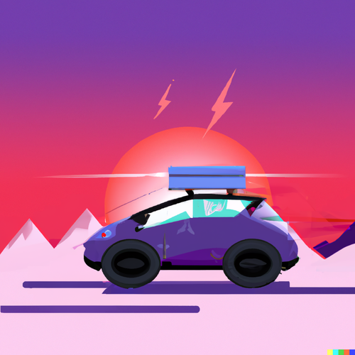 DALL·E 2023-08-03 10.19.50 - A minimally detailed futuristic electric car carrying a piece of luggage on its roof.png