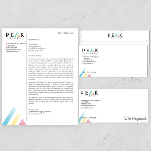 Creative, slick, professional Stationary for New Brand - Peak Fibre - Design by Sawama