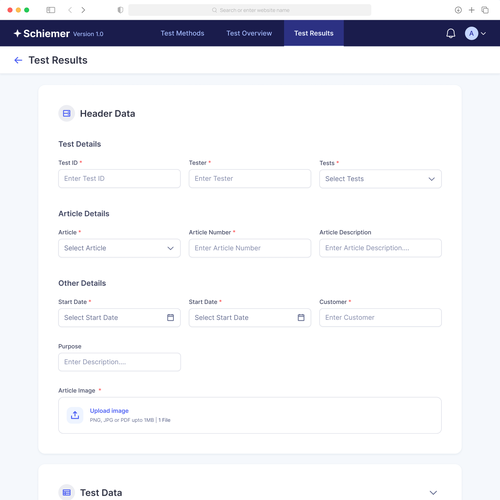 A desktop web UI design for a plastic quality testing software Design by Crimsonte
