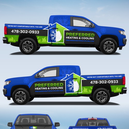 Preferred Heating and Cooling Vehicle Wrap Design by DuhaCreative