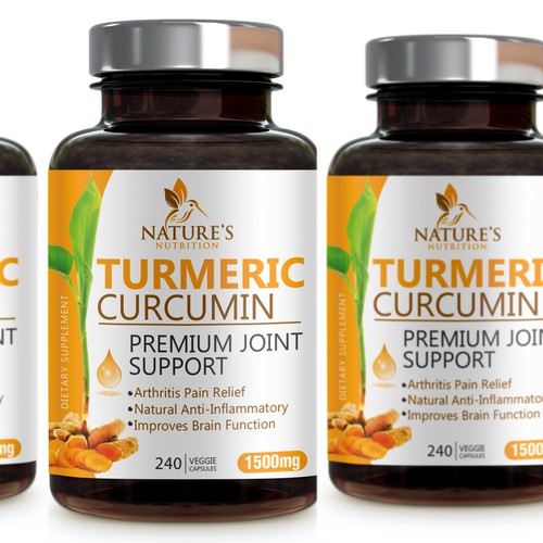 Nature's Nutrition needs a "beautiful label" for its Turmeric Extract bottle Design by agooshe
