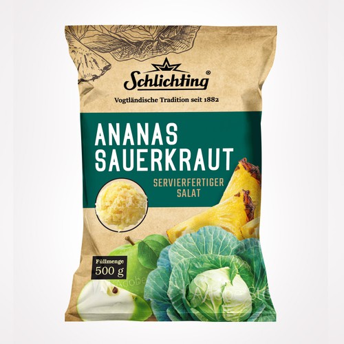 Diseño de Stayin alife - Refresh an old fashion package for Salad with Sauerkraut, Pineapple and Apple de Jena-288