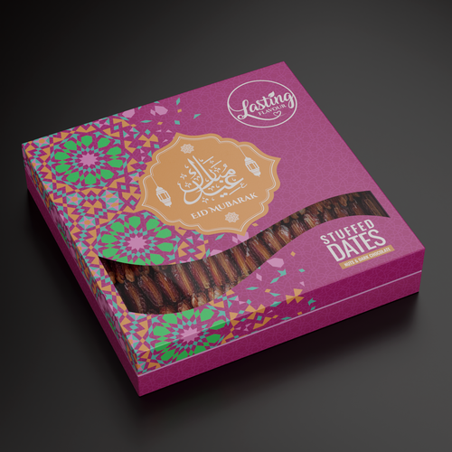 We need a powerful package design for our new assorted stuffed dates product Design by Moluccas.Project