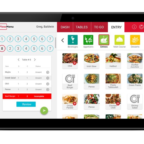 Redesigning a new user interface for a restaurant point-of-sale system Design by Meenal U